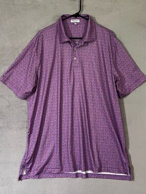 Peter Millar Purple Micro-Pattern Polo Shirt Troon North Scottsdale Golf XL